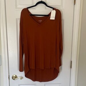 Wonderly Women's Rust V-Neck Top 1X NWT